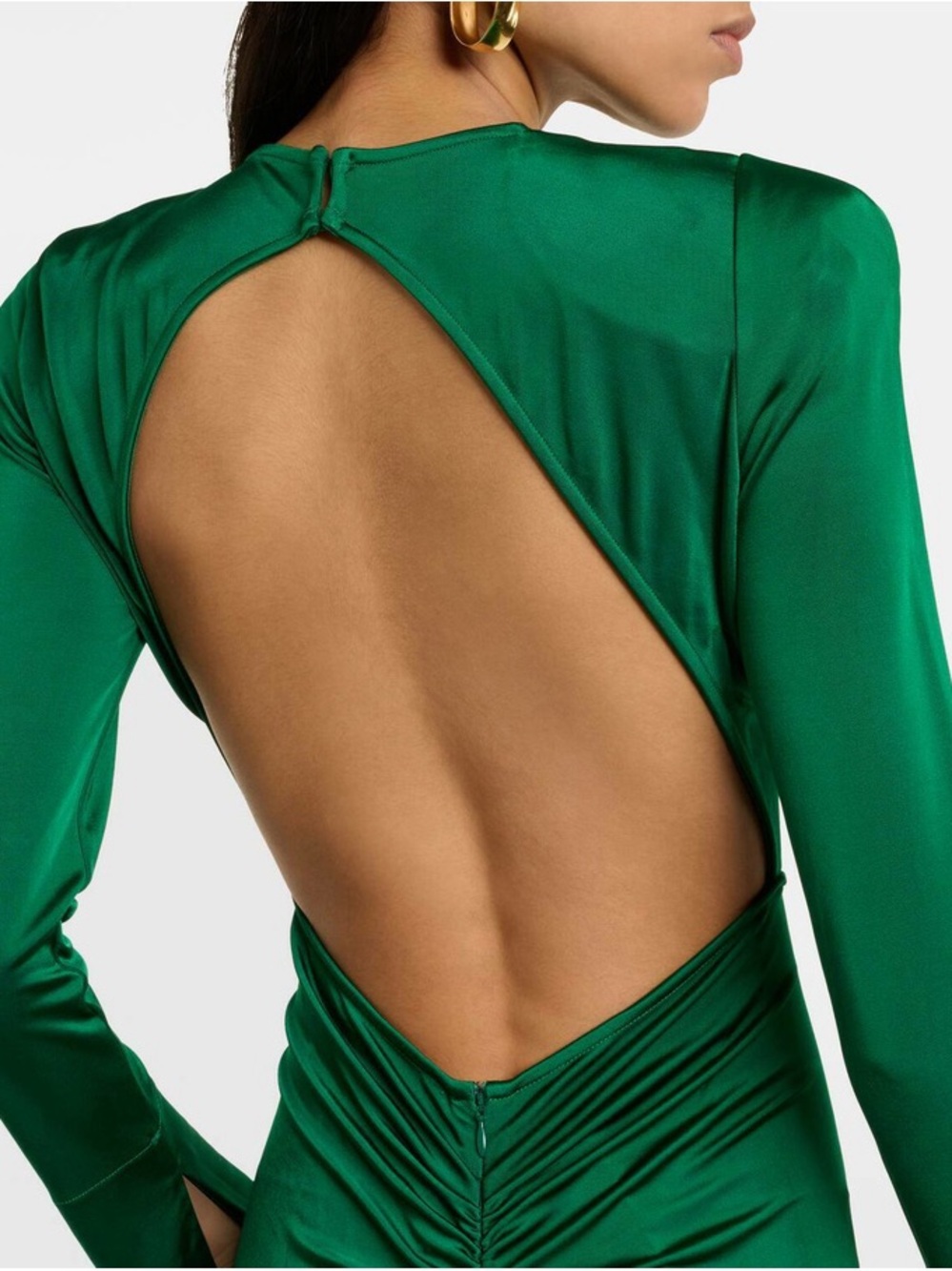 NWT Victoria Beckham gathered Elegant Green Open-Back Long Sleeve Evening gown - Picture 5 of 6